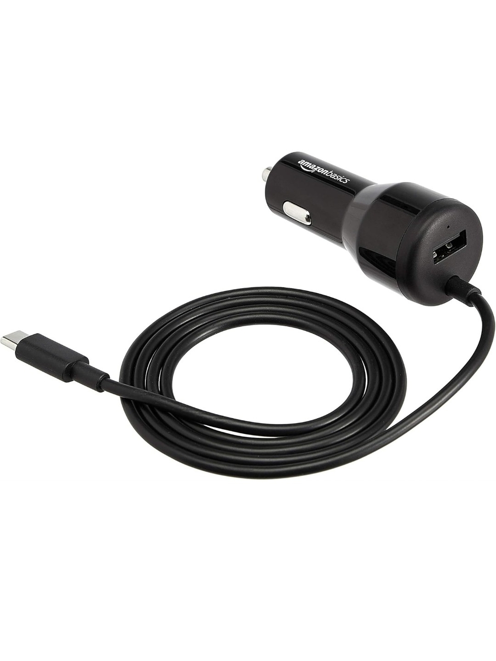 AmazonBasics USB-C Car Charger with USB-A Port - Black